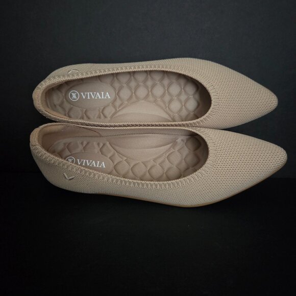 VIVAIA Shoes Women Size US6 Beige Pointed Toe Knit Ballet Flats - Picture 4 of 8